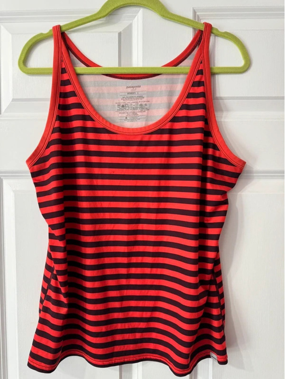 Patagonia Capilene 1 Silkweight Red and Black Stripe Tank Top